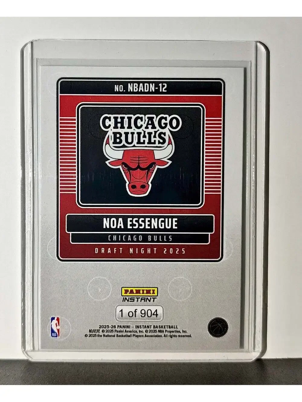 Noa Essengue Rookie 2025-26 Panini NBA #12 Draft Night Card Chicago Bulls
